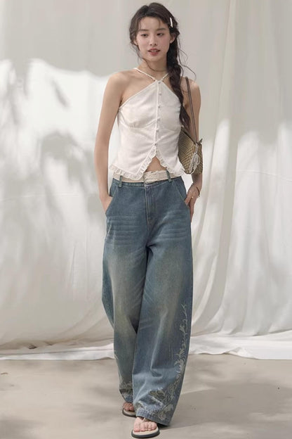 Laser Embossed Vintage Jeans