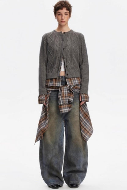 Wool Twist Cardigan Sweater Set-Up