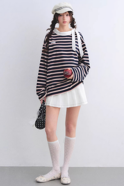 Retro Striped Color-Blocked Top