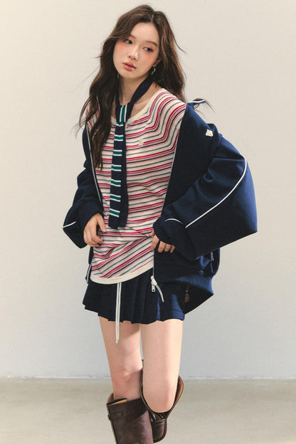 Pink Striped Knit Top