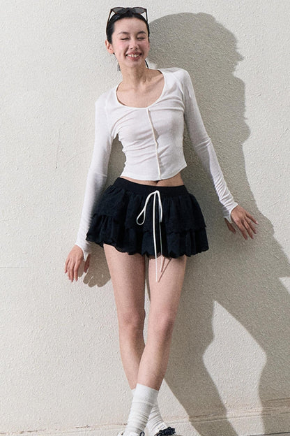 Elegant Layered Lace Skirt