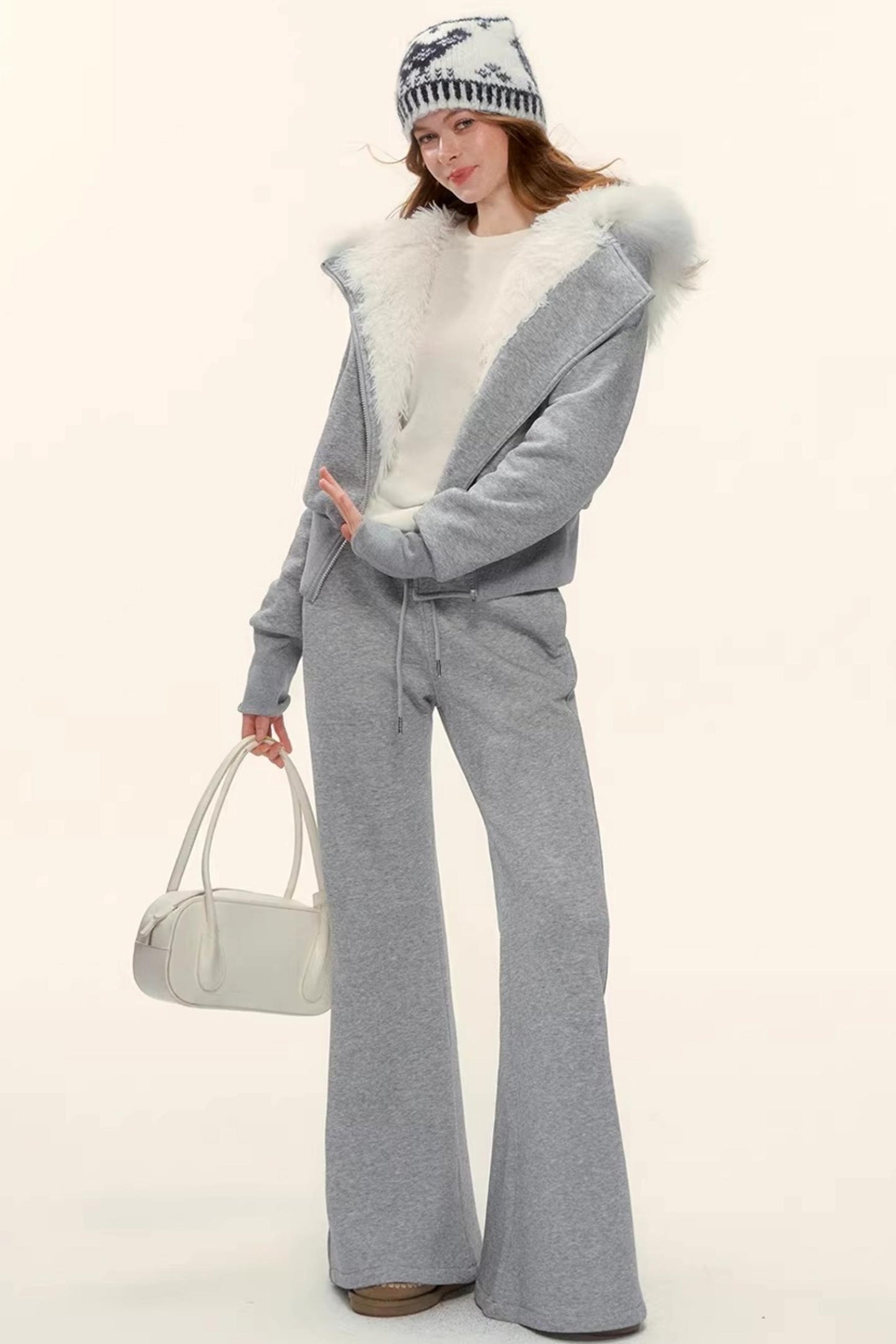 Fleece-Lined Flared Casual Pants