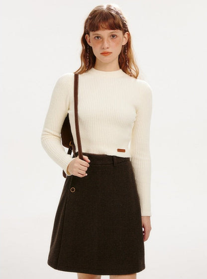 AMERICAN RETRO WOOLEN ONE-PIECE A-LINE SUIT SKIRT