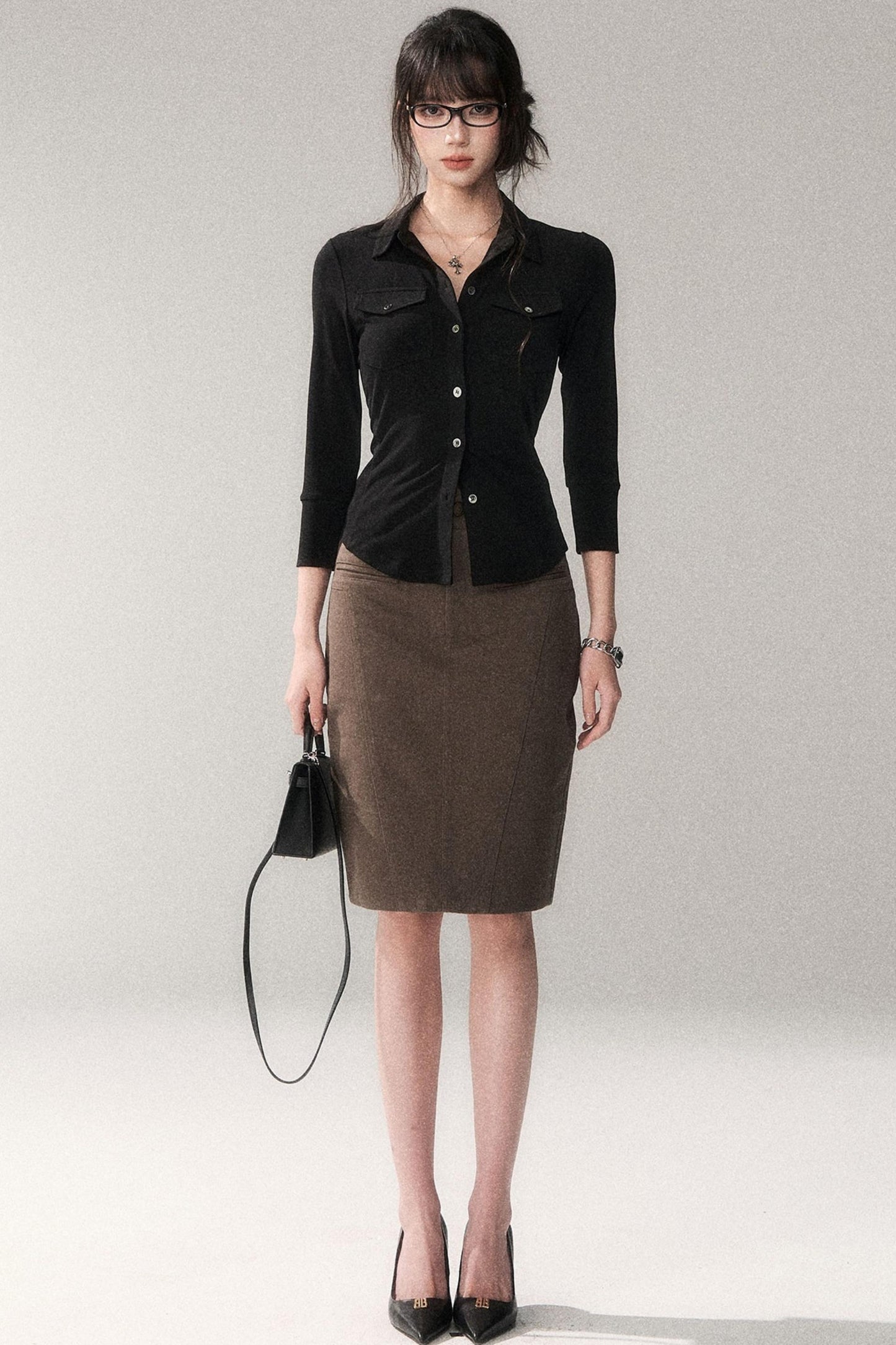 Cotton Washed Midi Skirt