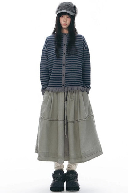 Elastic Cotton Dimensional Skirt