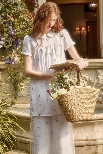 Linen Embroidered Blouse Set-Up