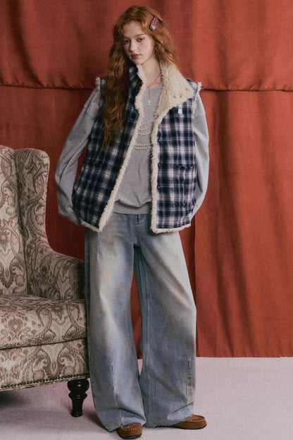 Vintage Washed Distressed Denim Pants