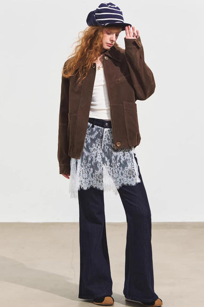 Plaid Collar Sweater Set-Up