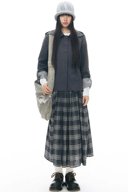 Retro Plaid Umbrella Skirt