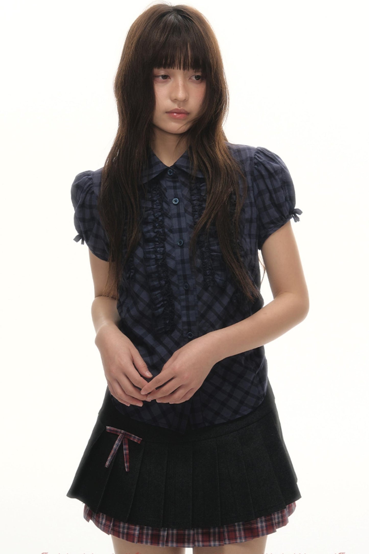 Separate Fart Curtains With Plaid Halter Skirt Set