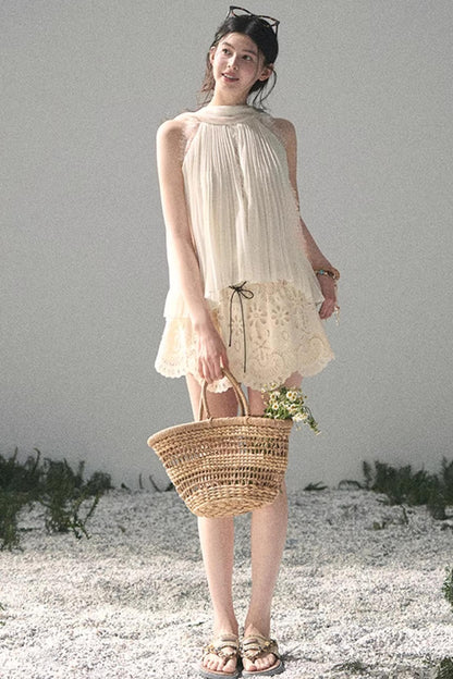 Summer Sheer Pleated Chiffon Shirt