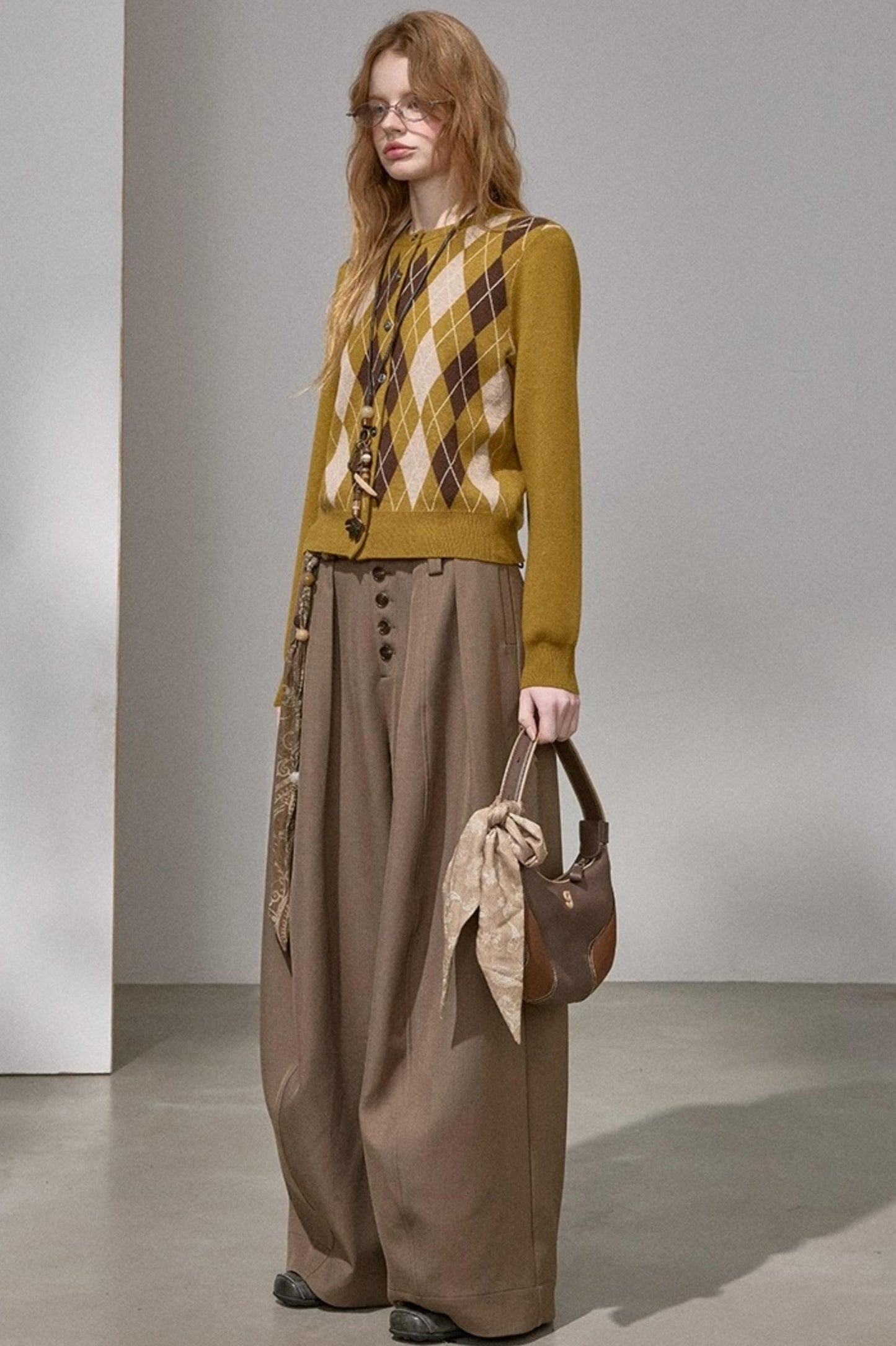 Button Pleated Winter Pants