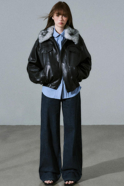 Lazy Silhouette Vintage Biker Jacket