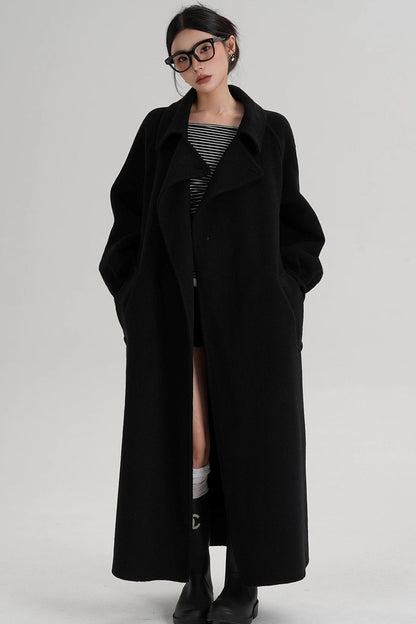 Temperament Back Slit Wool Coat