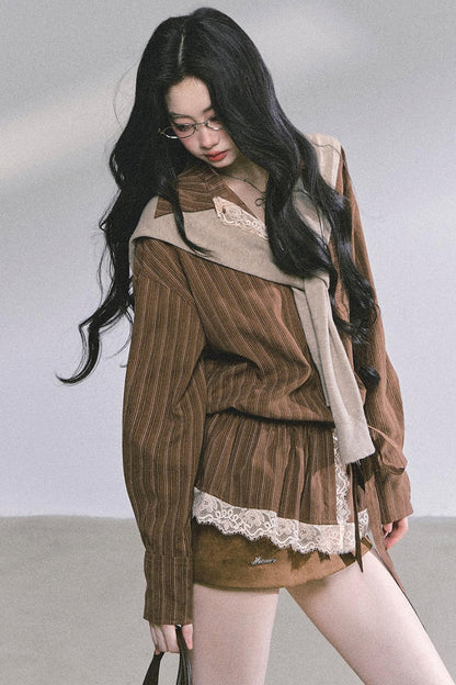 French Lace Stripe Shirt Set-Up