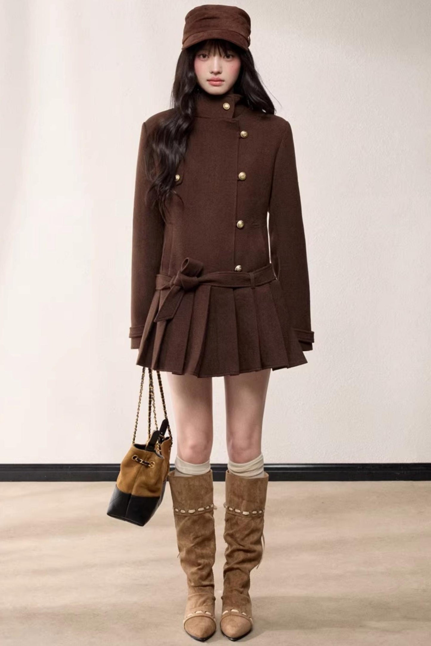 Stand-Up Collar Woolen Coat
