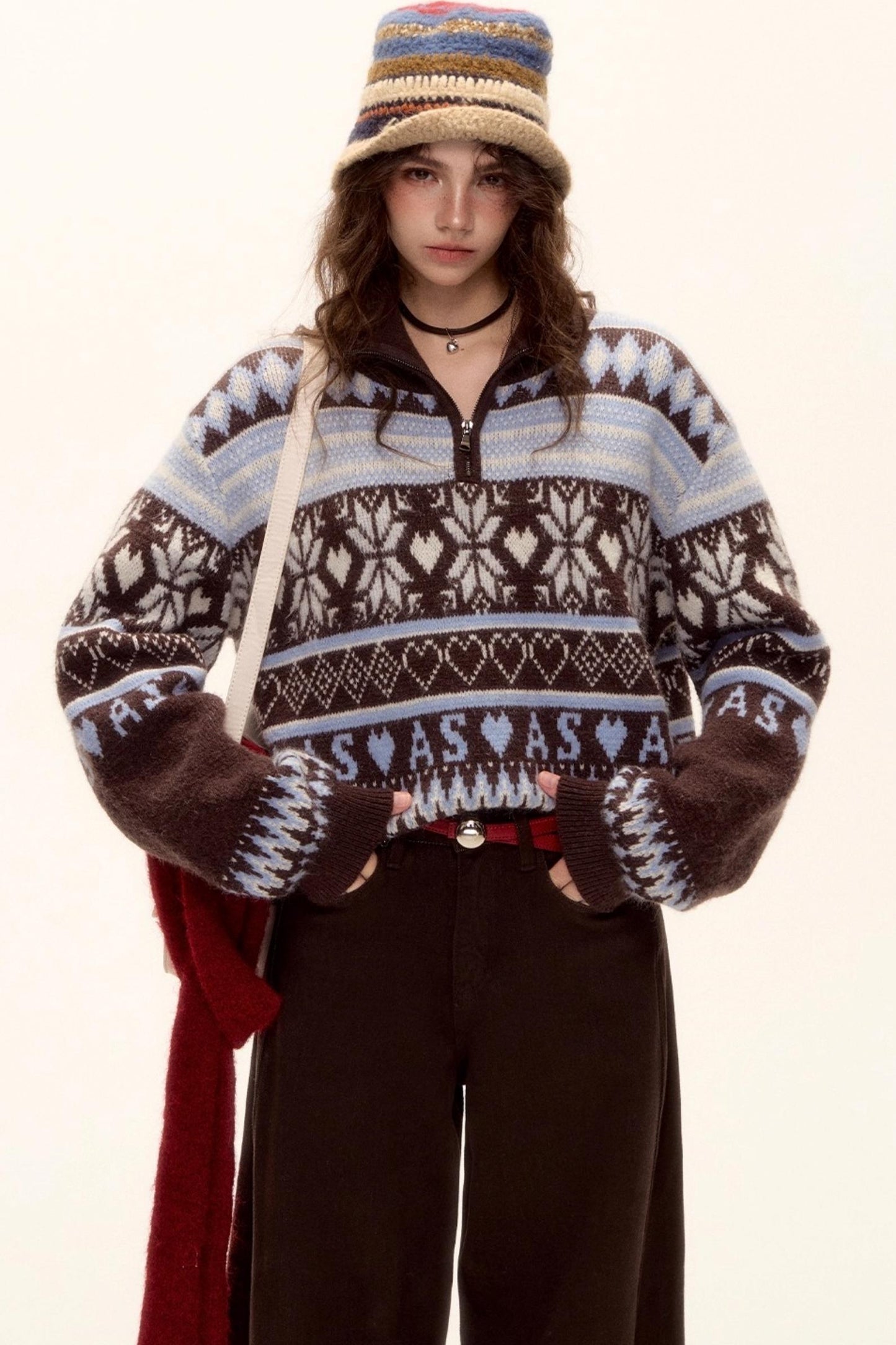 Fair Isle Knit Cardigan Set-Up