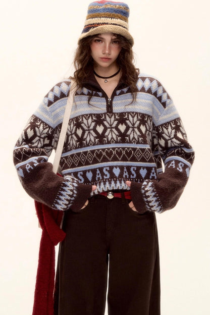 Fair Isle Knit Cardigan Set-Up