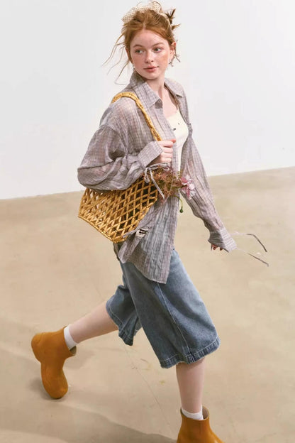 Plaid Mesh Summer Shirt Jacket