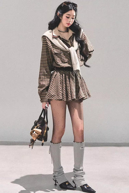 Plaid Two-Piece Winter Dress Set-Up