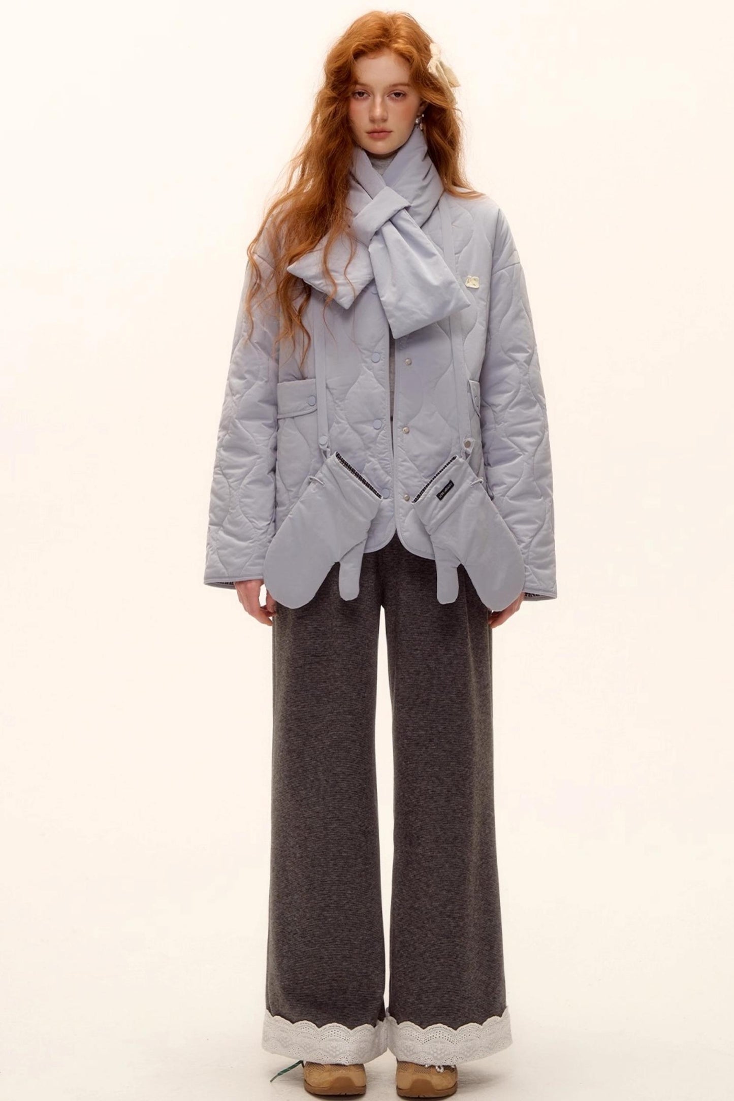 Milk Blue Plaid Cotton Jacket Set