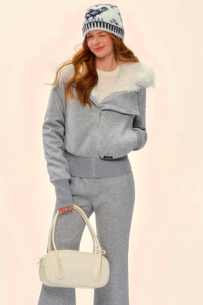 Retro Fleece Hooded Jacket Set-Up