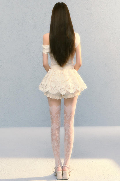 Summer Embroidered Lace Bloomer Skirt