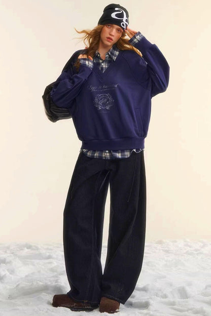 Brushed Distressed Retro Jeans