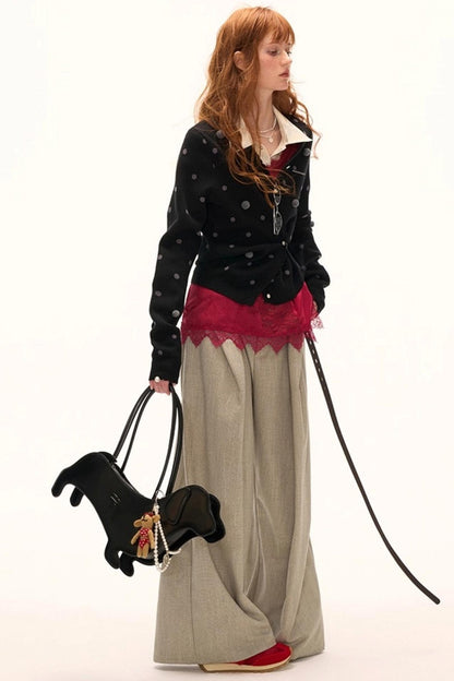 Double Waisted Plaid Straight Pants