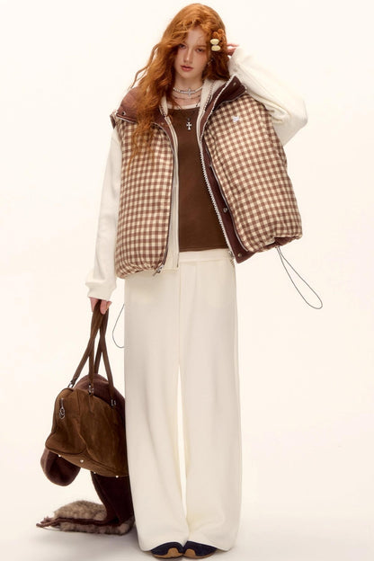 Reversible Plaid Lace Vest Jacket