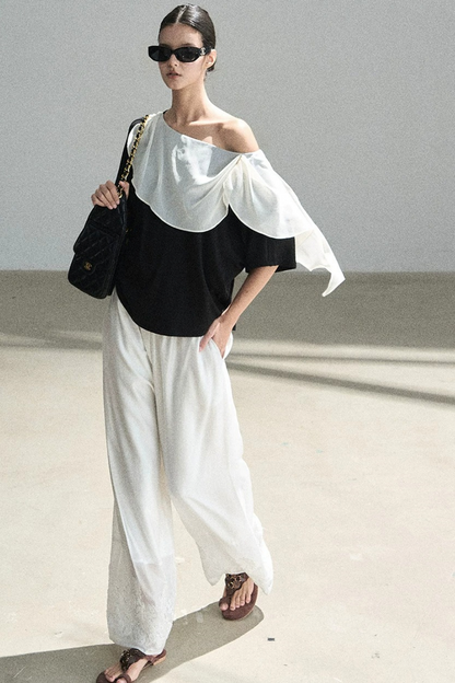 Black and White Off-Shoulder Top