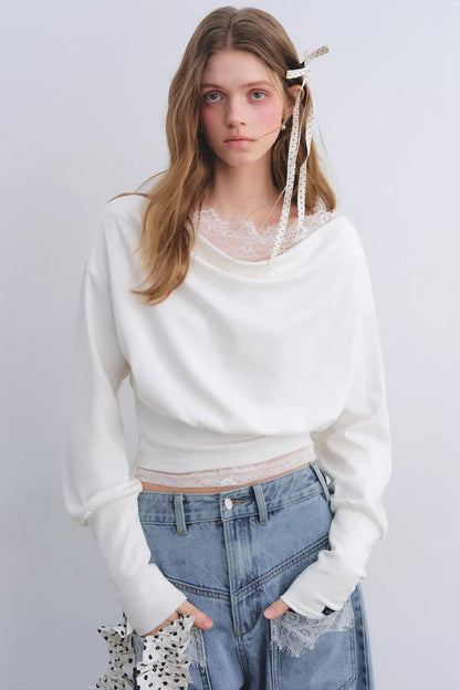 Lace Patchwork Turtleneck Top