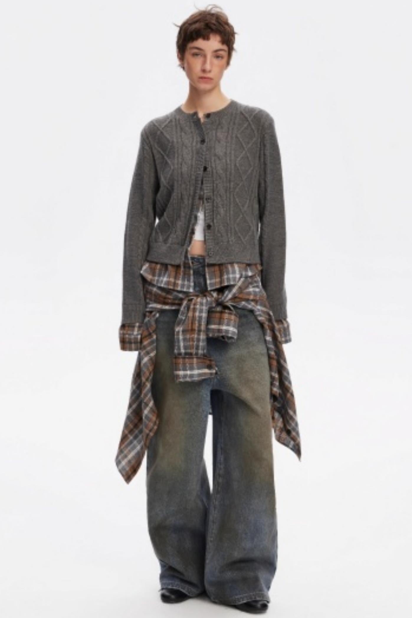 Wool Twist Cardigan Sweater Set-Up