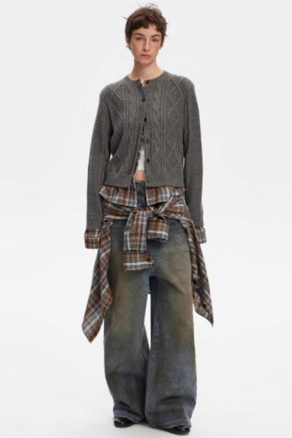 Wool Twist Cardigan Sweater Set-Up