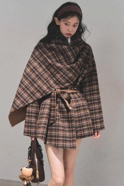Winter Plaid Wool Coat