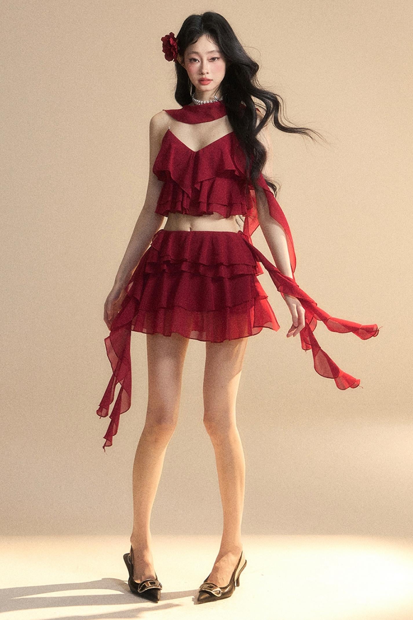 Luxury Halter With Skirt Set-Up