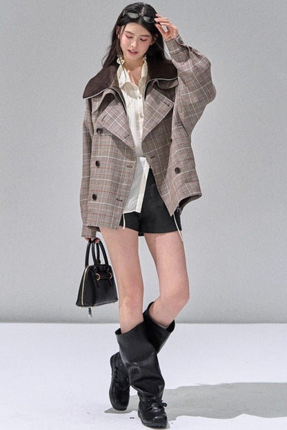 Fungus Edge Collar Drawstring Lace-up Shirt