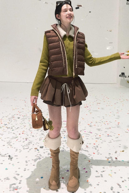 Plaid Color-Blocked A-Line Skirt