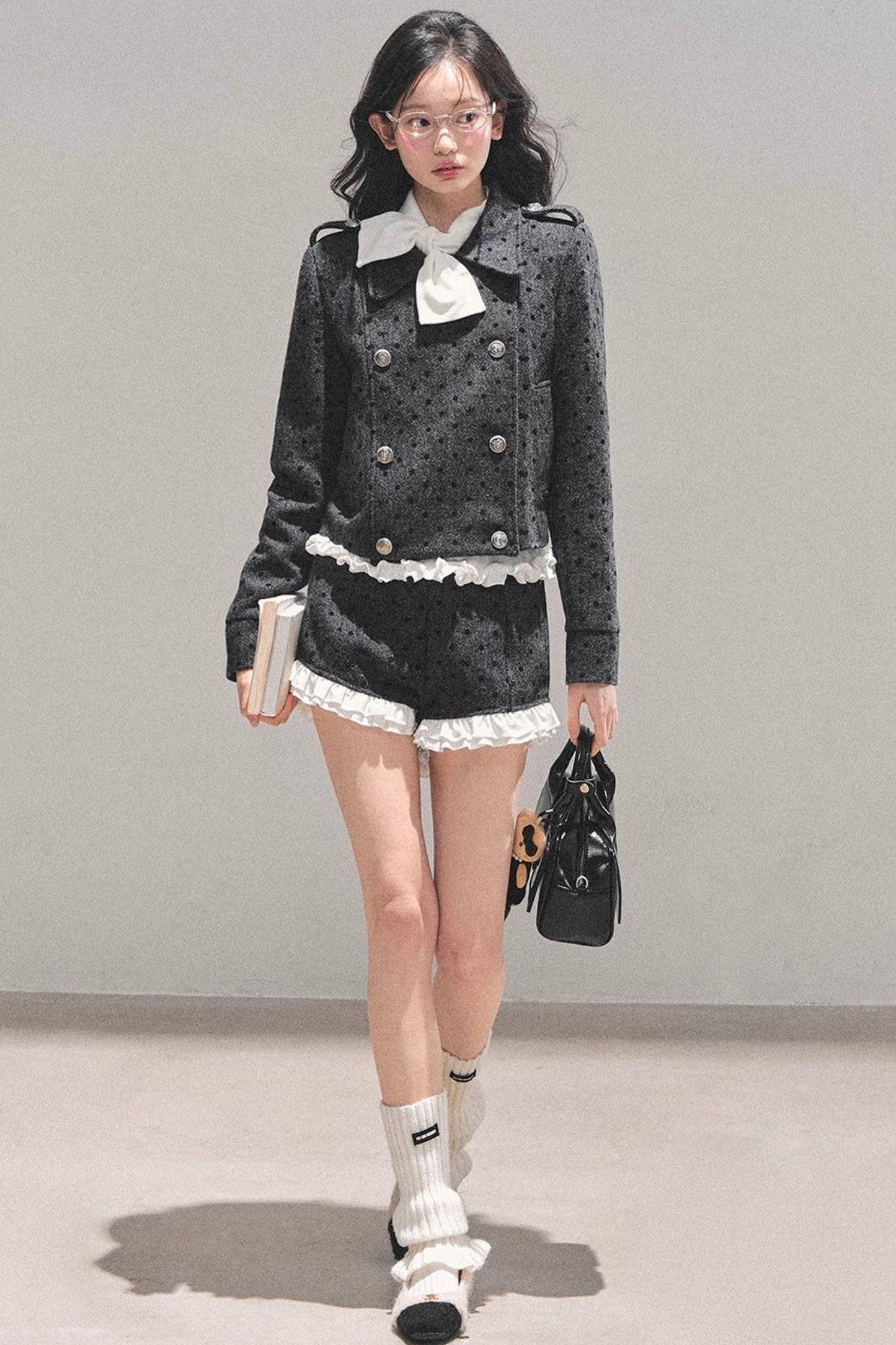 Ruffled Lace Bow Top