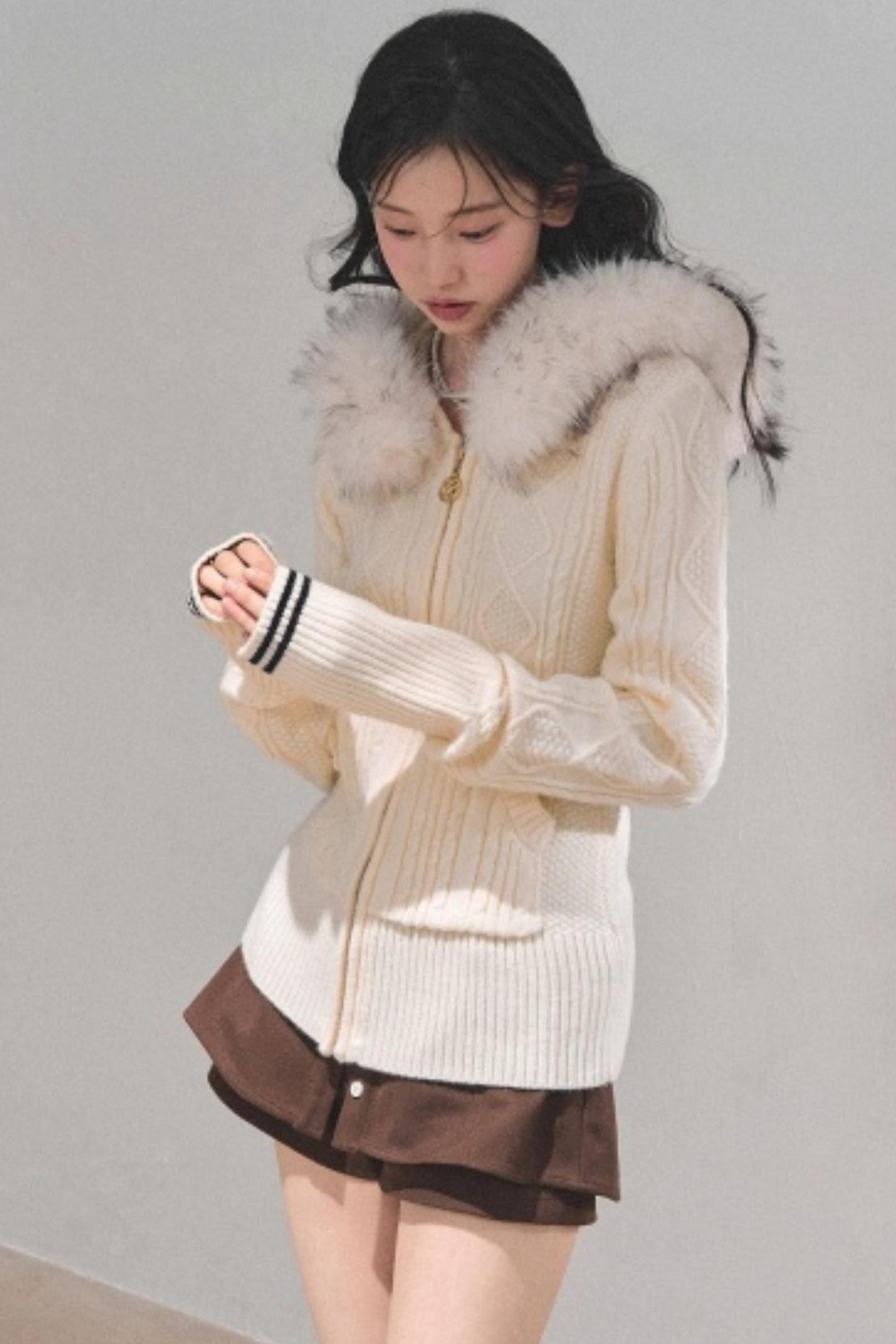 Winter Hooded Knit Sweater