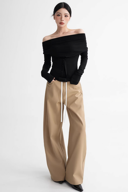 Elegant Color-Blocking Wide-Leg Pants