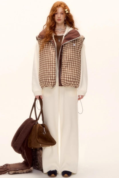 Reversible Plaid Lace Vest