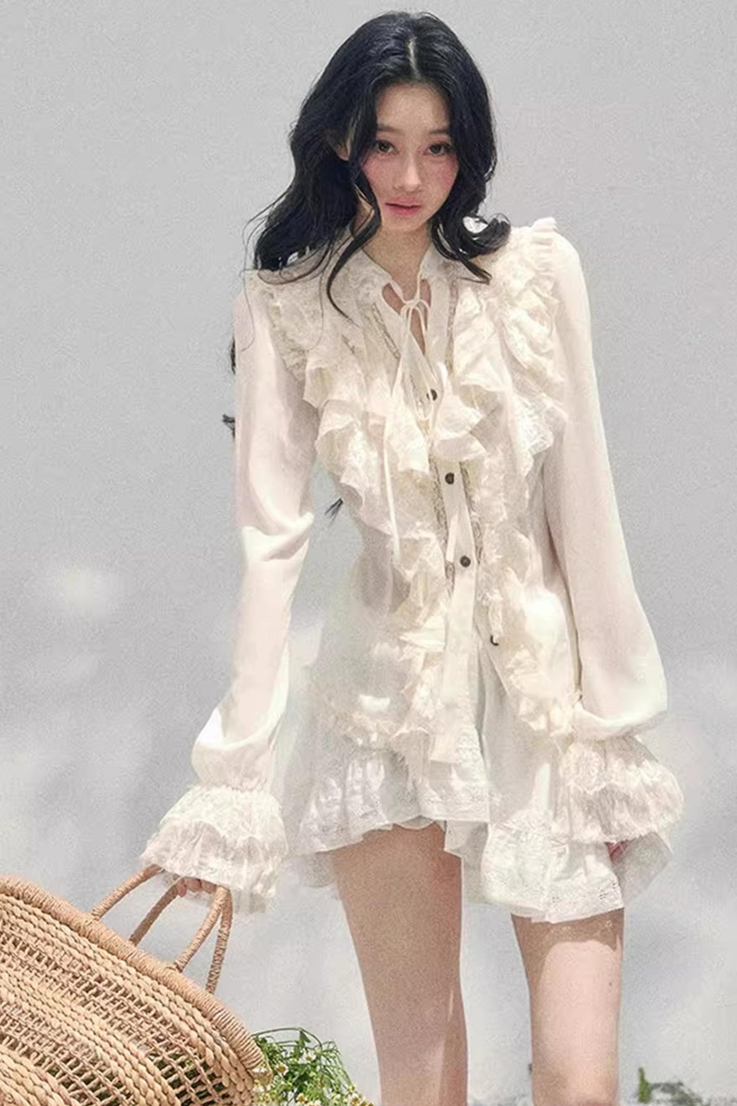 Ruffled Lace Court Top