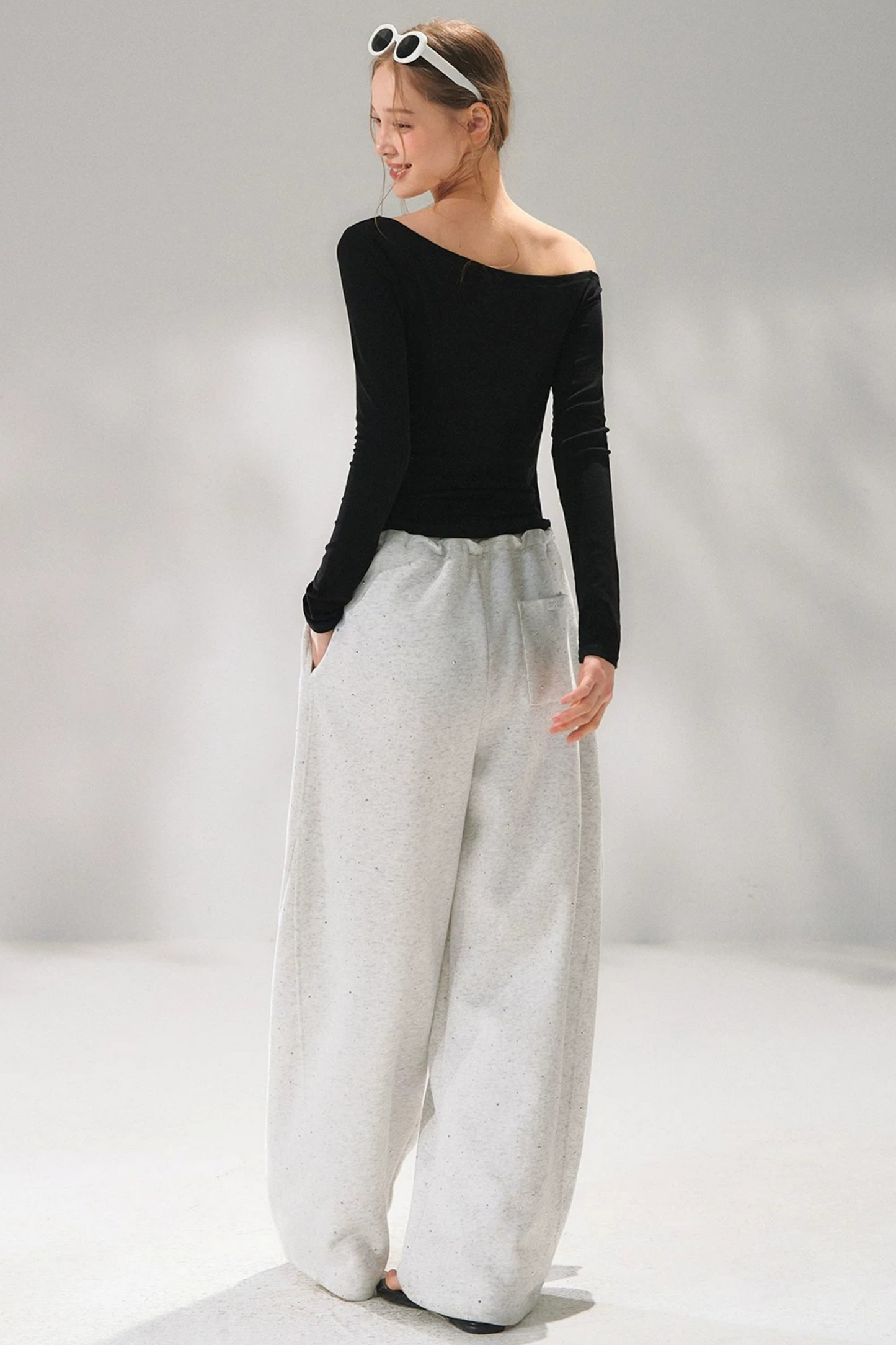 Rhinestone Embellished One-Shoulder Top