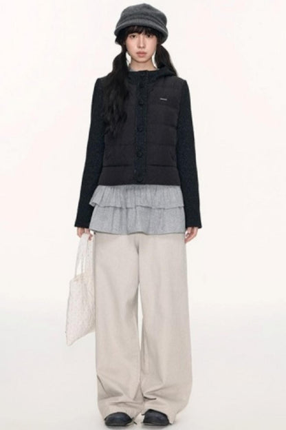 Patchwork Cropped Down Jacket