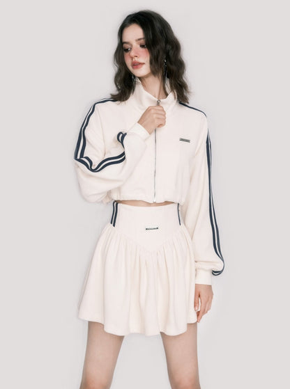 Tennis waffle sweatshirt short skirt set