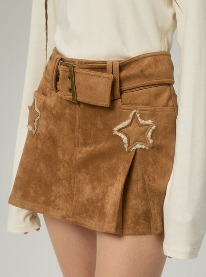 A-line Hip Skirt Suede Fleece Tweed Skirt