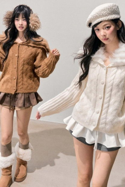 Fox Fur Knit Cardigan