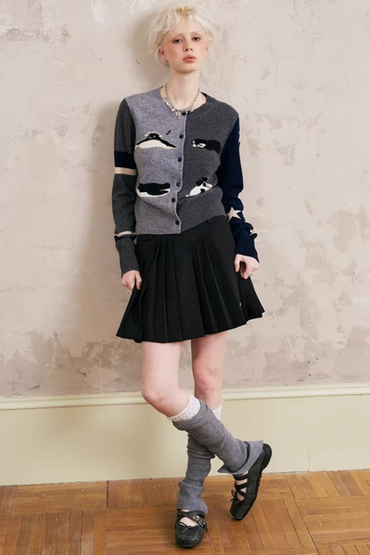 Lace-Up Turn-Down Collar Sweater Matching Set