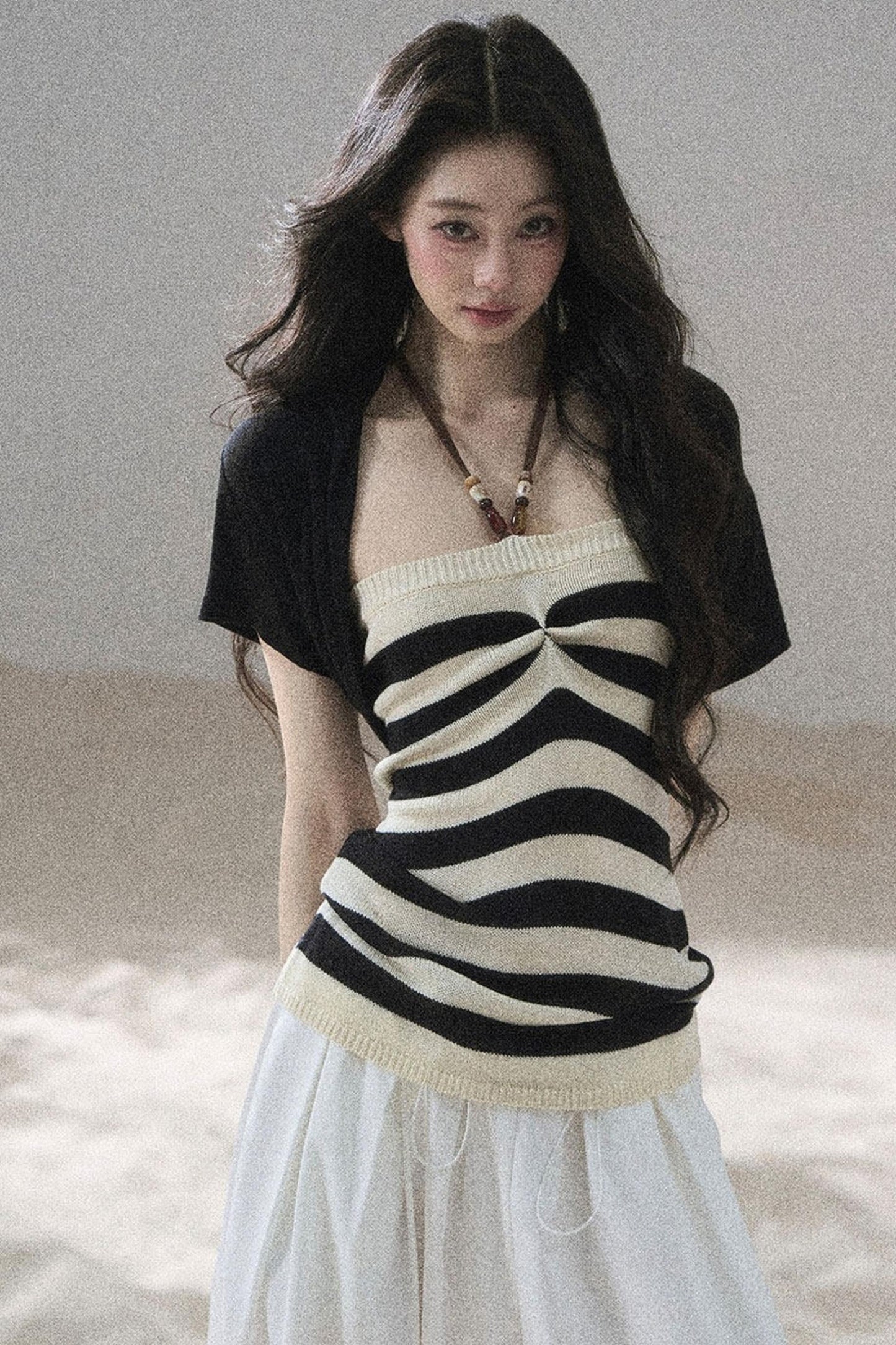 Flowing Twilight Striped Top Set